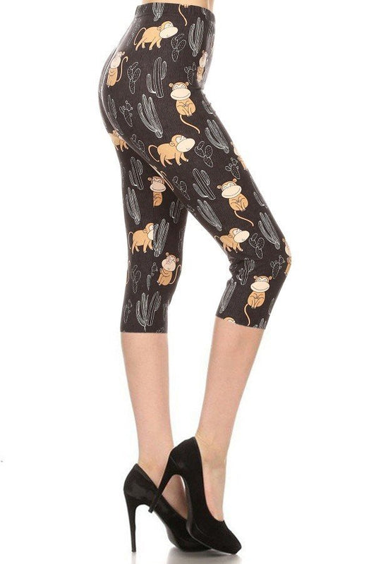 CAPRI MONKEY CACTUS ONE Size Printed Leggings