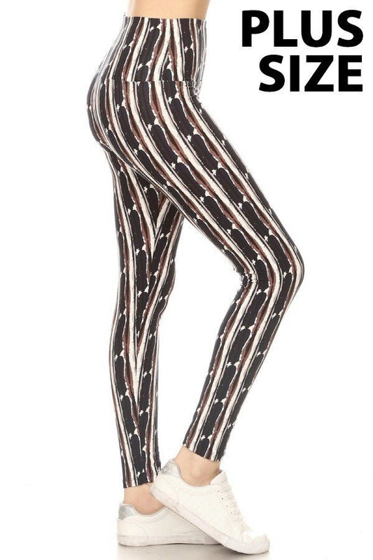 YOGA PLUS SIZE STRIPE Print Leggings