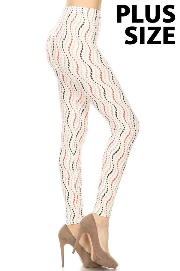 PLUS SIZE WHITE AZTEC Print Leggings