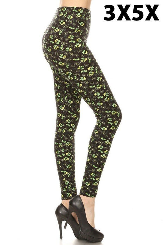 3x4x CLOVER PRINT PRINTED BUTTER SOFT Ankle Legging