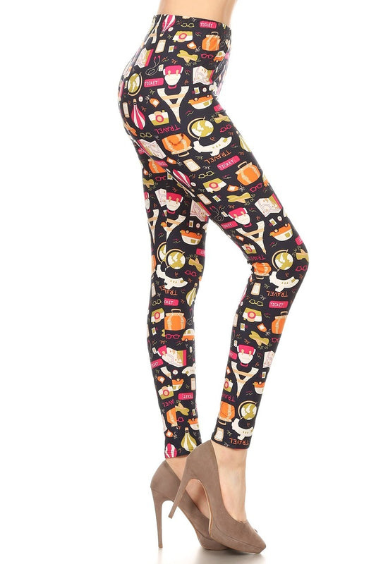 Vacation Print Ankle One Size Leggings