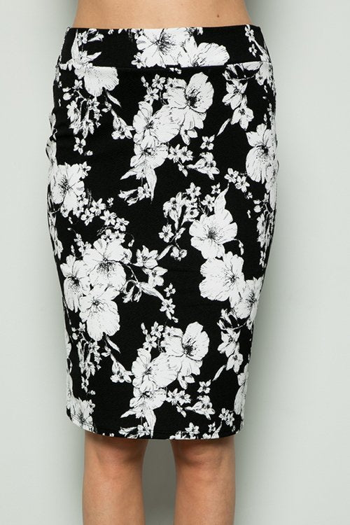 FLORAL PRINT SKIRT WITH WAIST BAND