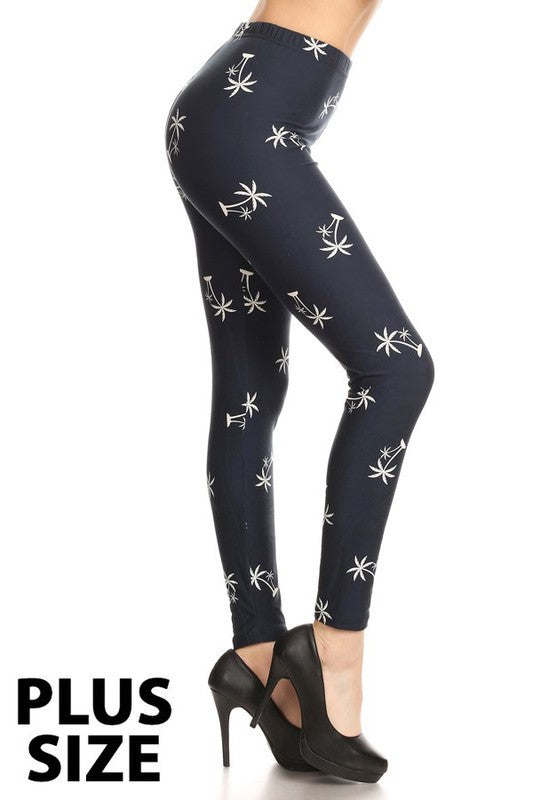 Palm Tree Print Plus Size Print Leggings