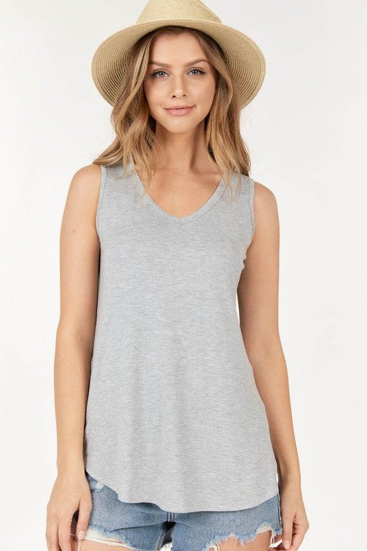 Basic Casual V neck Tank Top