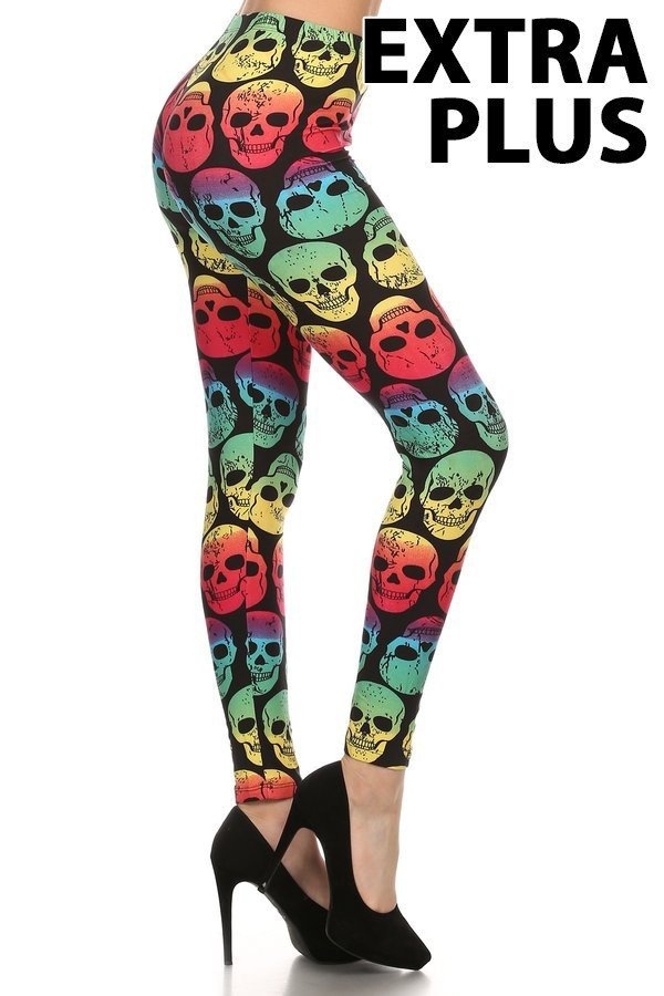 EXTRA PLUS MULTI COLOR SKULL Printed Leggings 3X4X