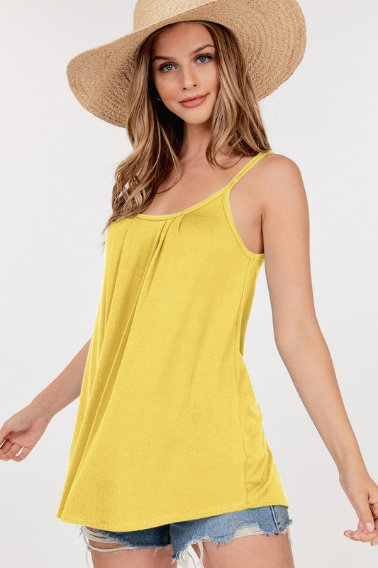 Sleeveless Spaghetti Strap Cami W Pleats and