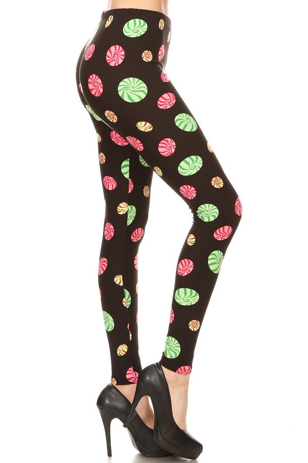 MINT CANDY PRINT Brushed Ankle ONE SIZE Leggings