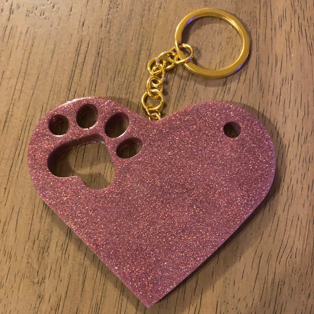 LARGE HEART PAW KEYCHAIN