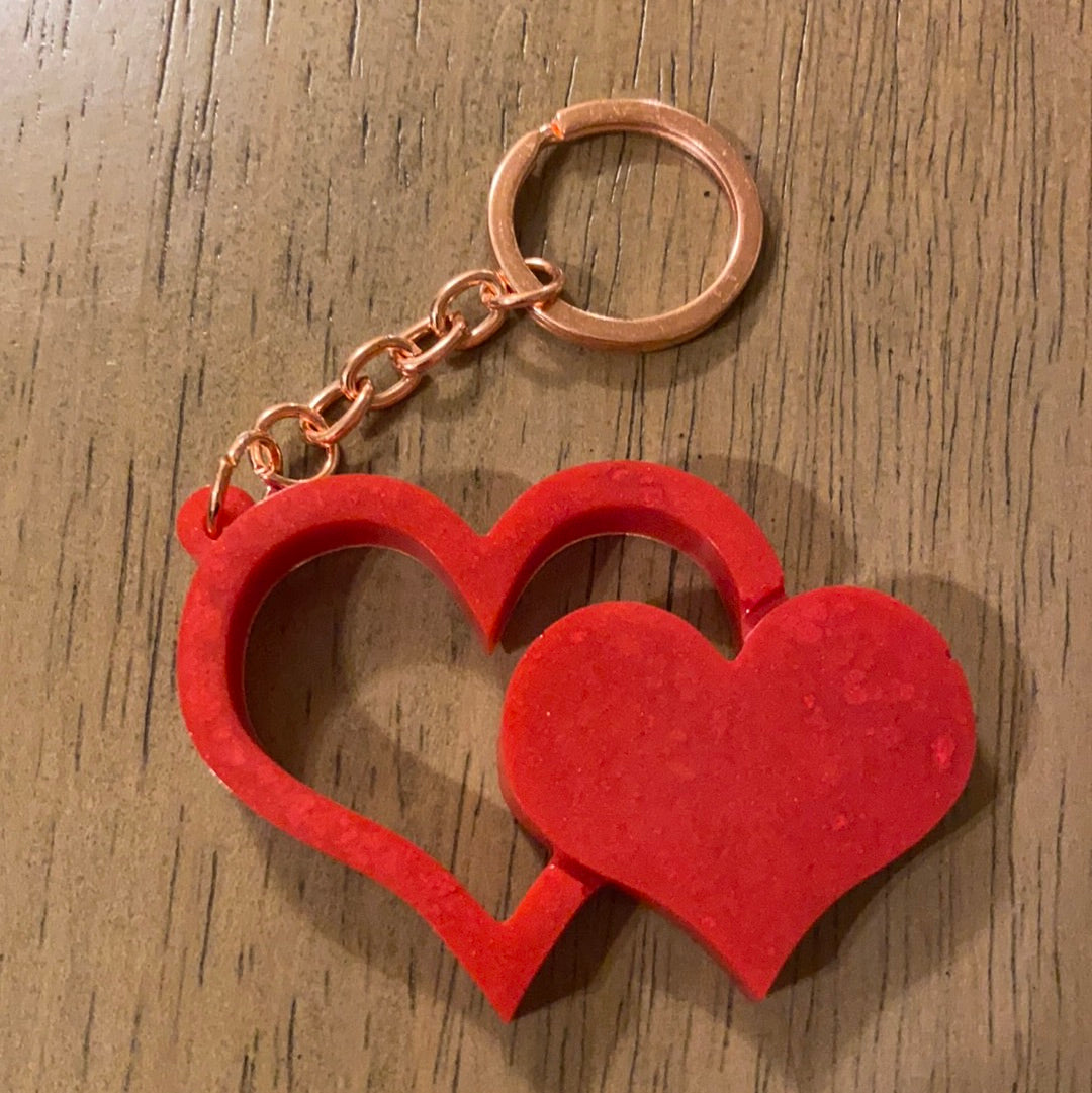 DOUBLE HEART KEYCHAIN