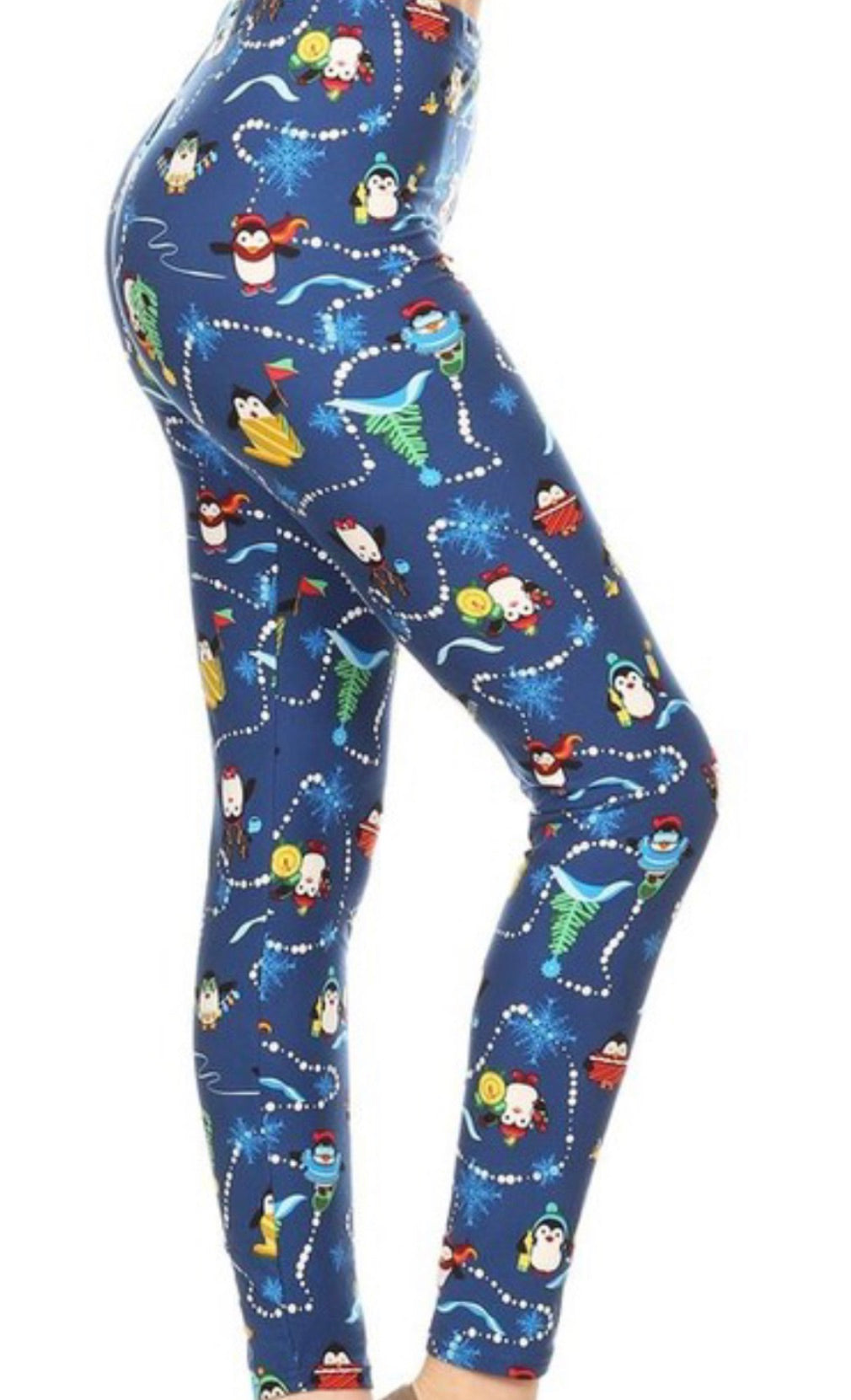 HOLIDAY PENGUIN Print Brushed BUTTER SOFT Leggings