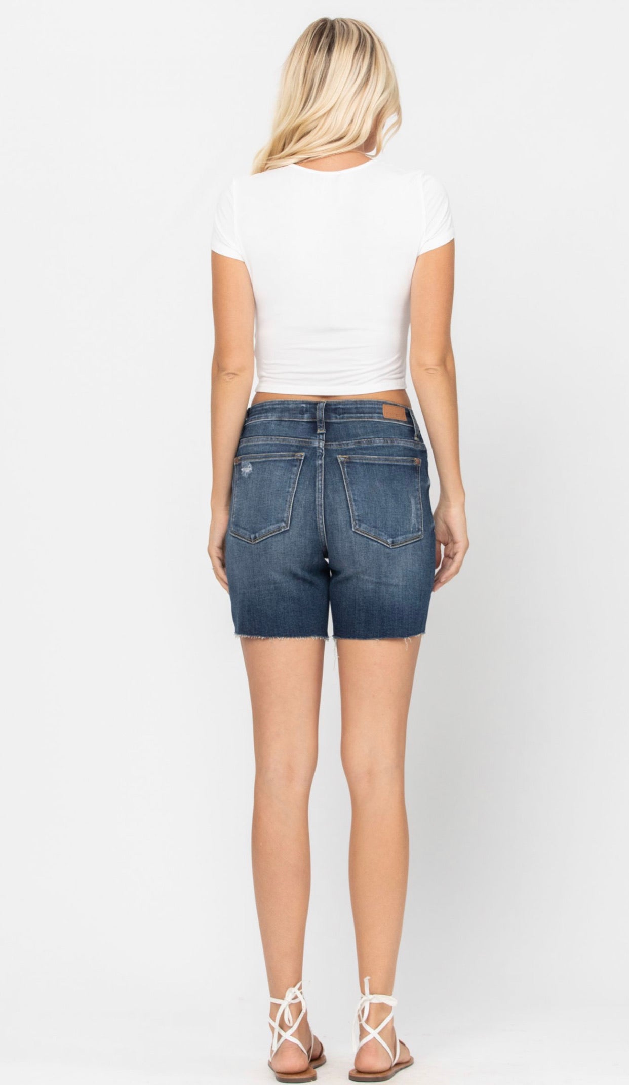 JUDY BLUE HIGH RISE MID-THIGH SHORTS