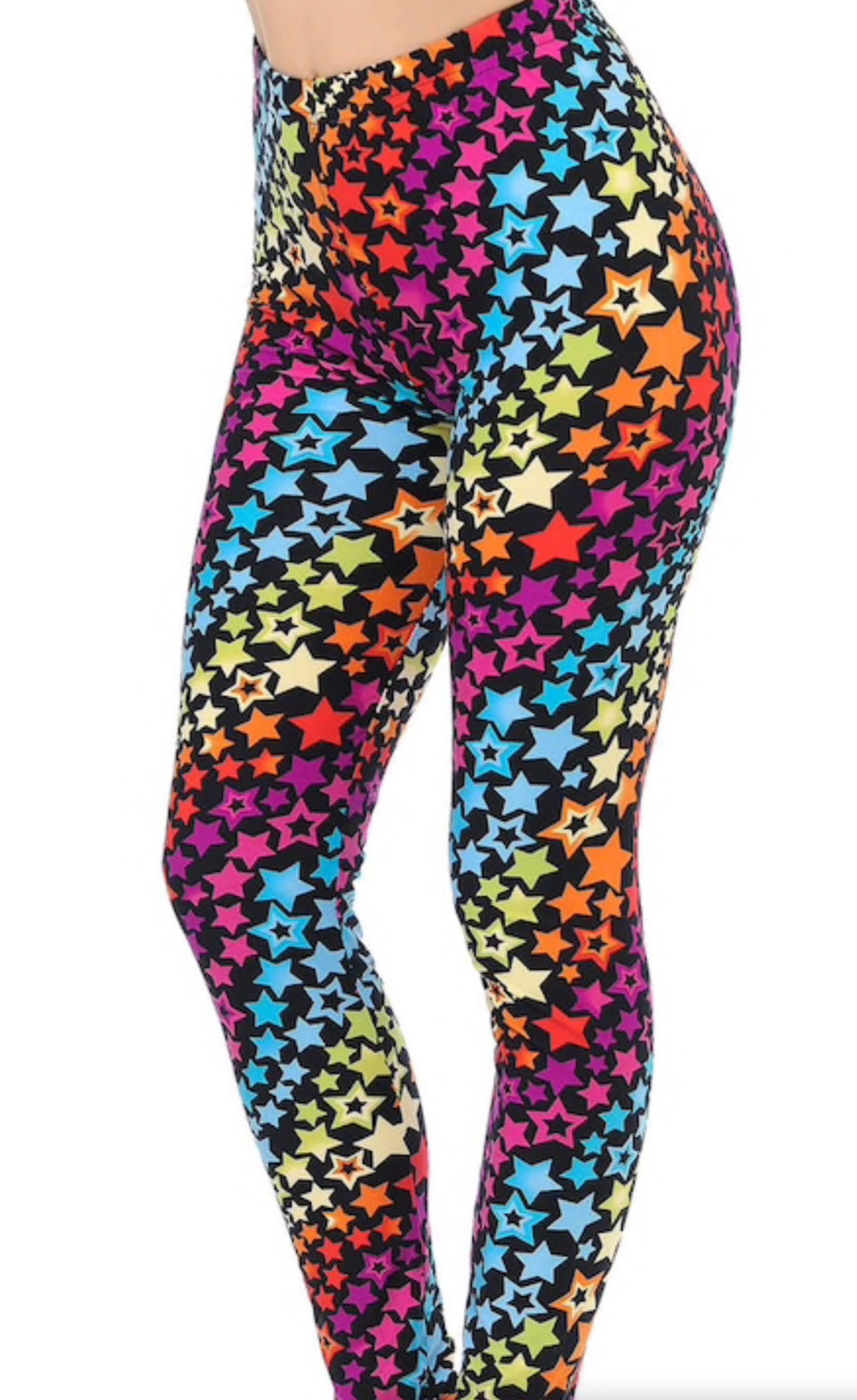 RAINBOW STARS Print Ankle ONE Size Leggings