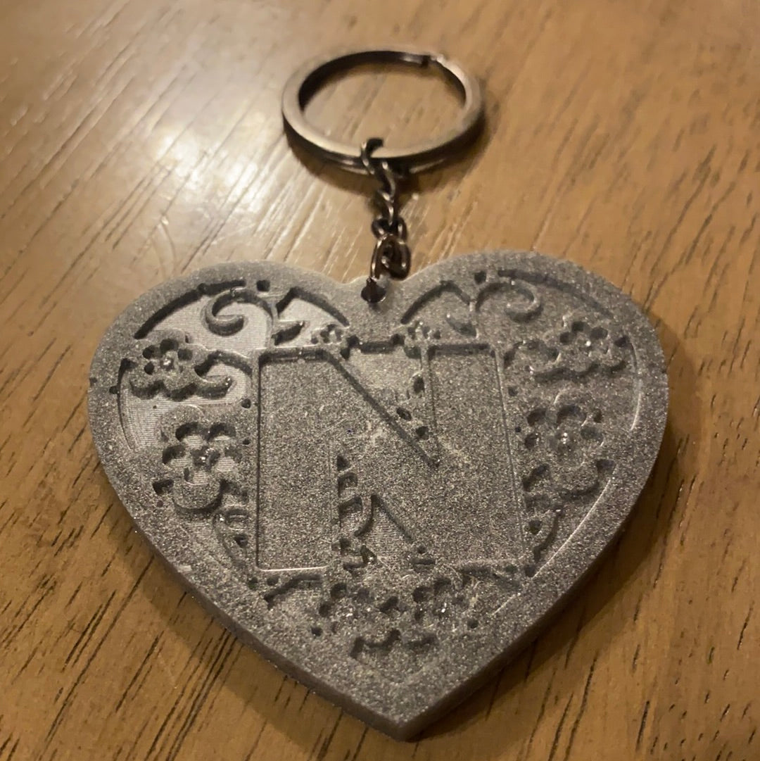 N HEART KEYCHAIN