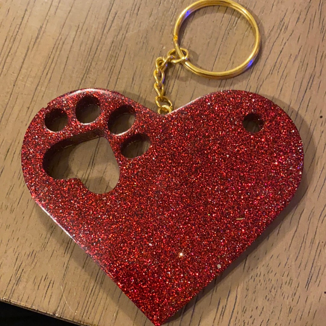 LARGE HEART PAW KEYCHAIN