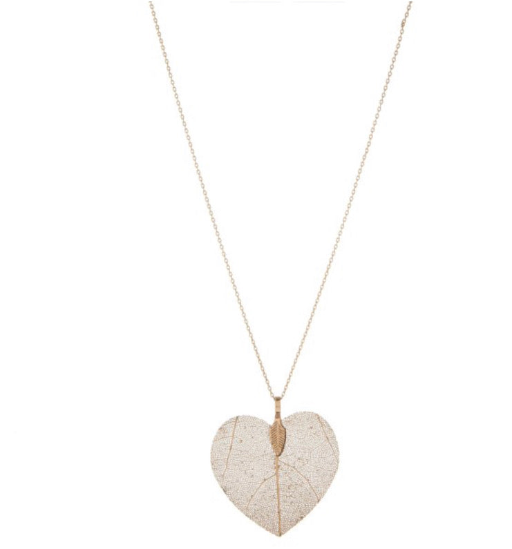 Gold dipped brass filigree heart pendant necklace