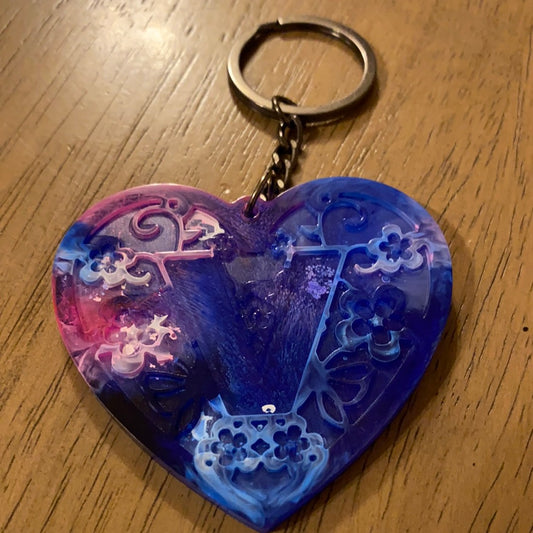 V HEART KEYCHAIN