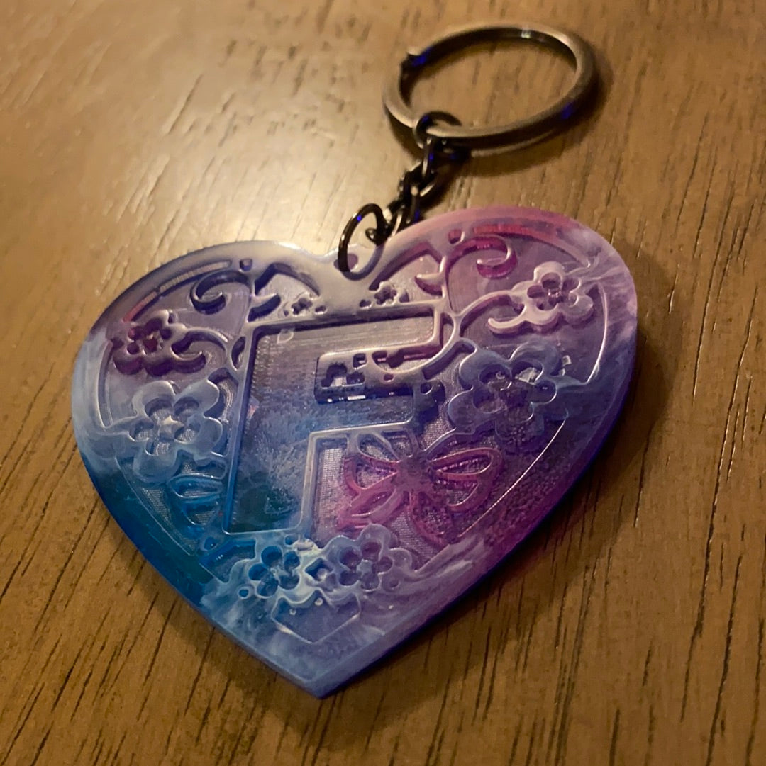 F HEART KEYCHAIN