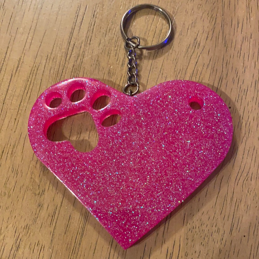 LARGE HEART PAW KEYCHAIN