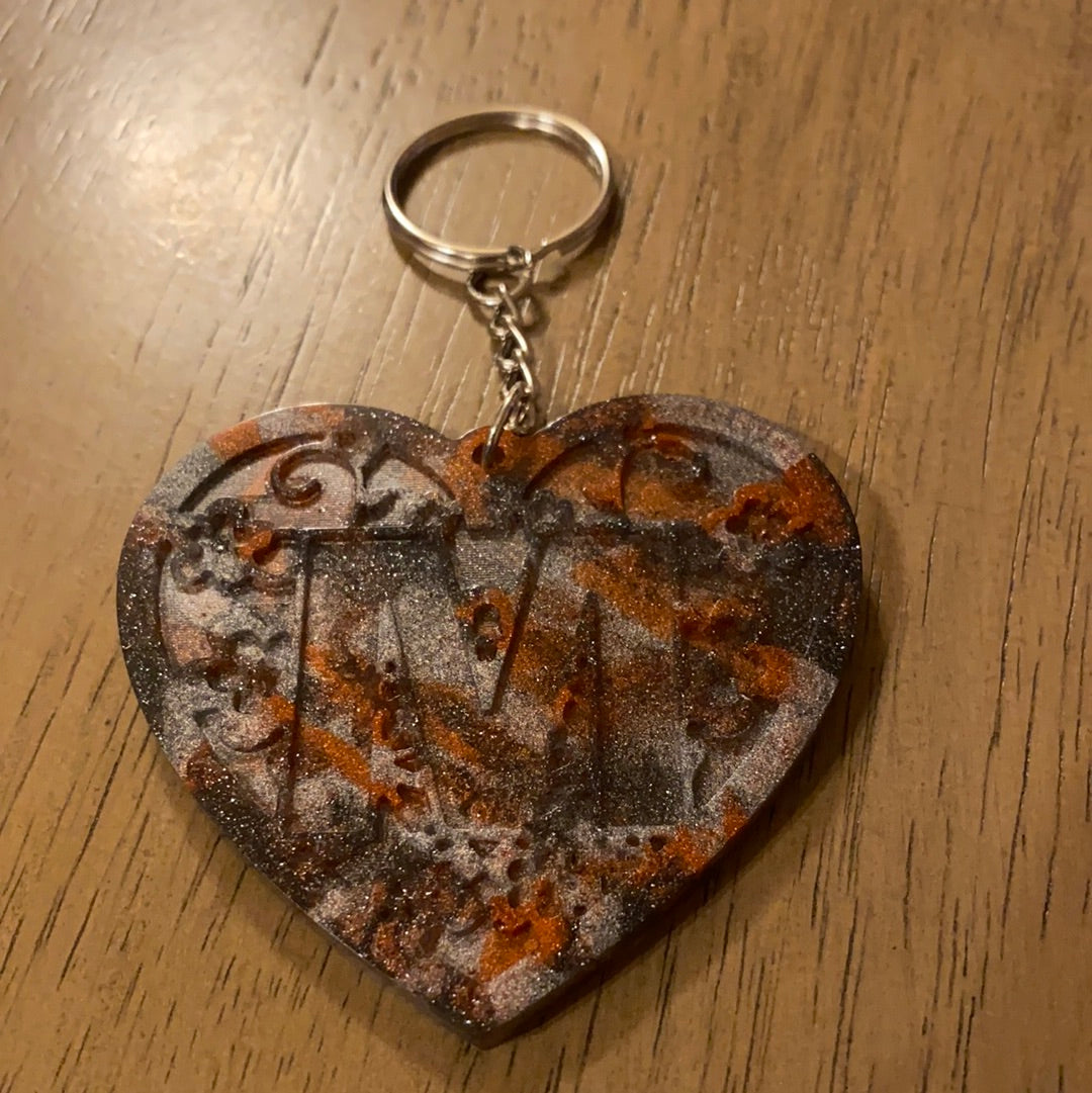 M HEART KEYCHAIN