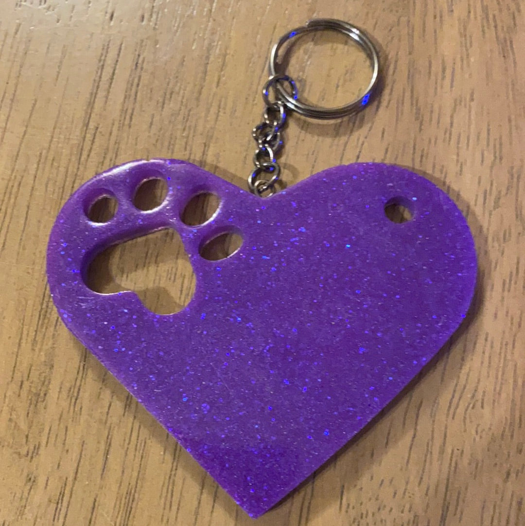 LARGE HEART PAW KEYCHAIN