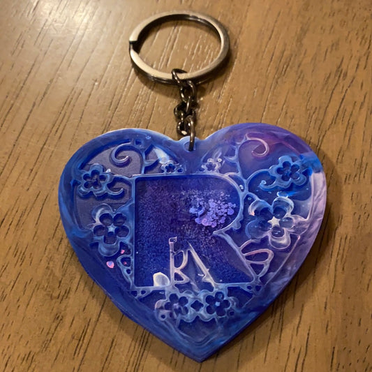 R HEART KEYCHAIN