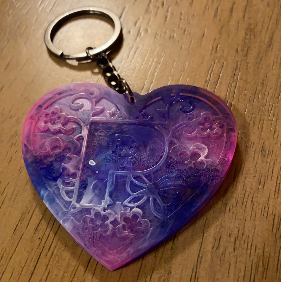 P HEART KEYCHAIN