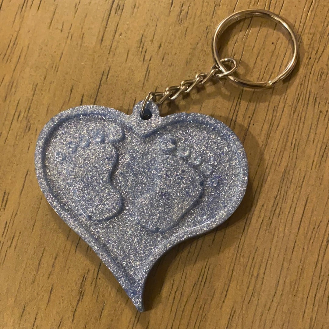 BABY FEET HEART KEYCHAIN