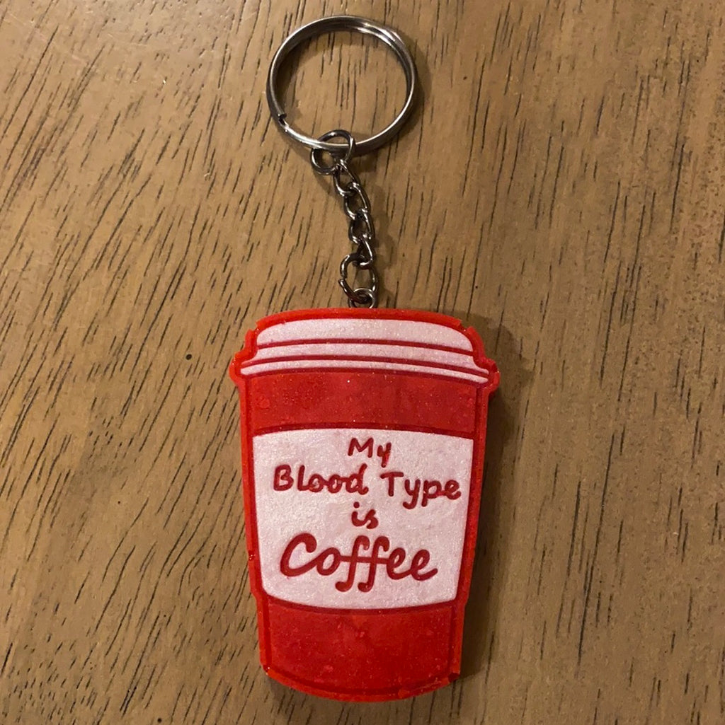 BLOOD TYPE COFFEE CUP KEYCHAIN