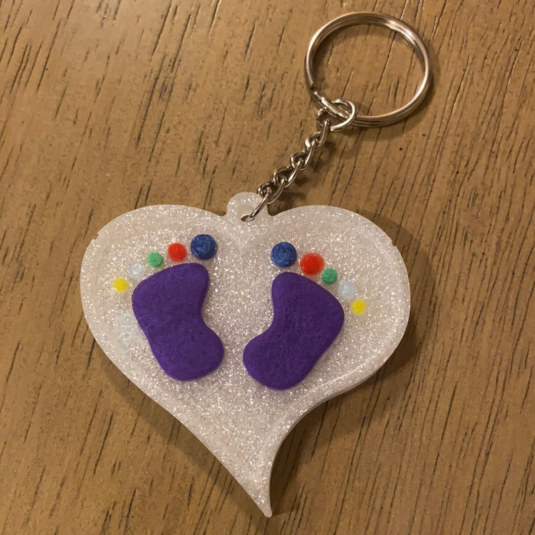 BABY FEET HEART KEYCHAIN