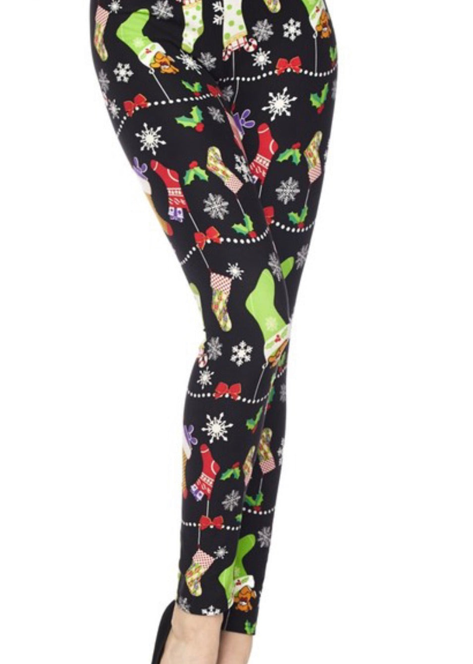 3X4X Christmas Socks PRINT Brushed Ankle PLUS SIZE Leggings