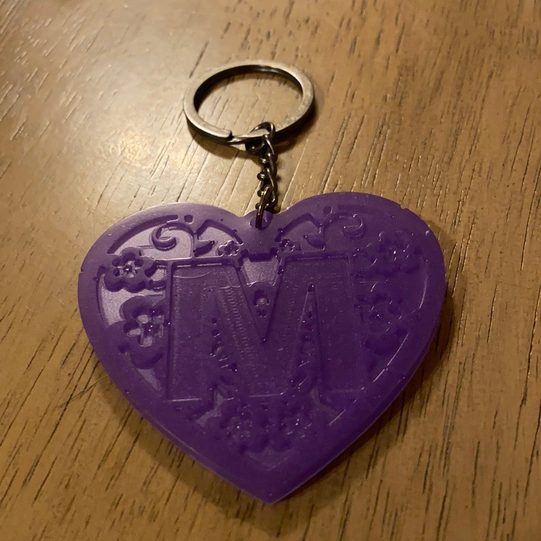 M HEART KEYCHAIN