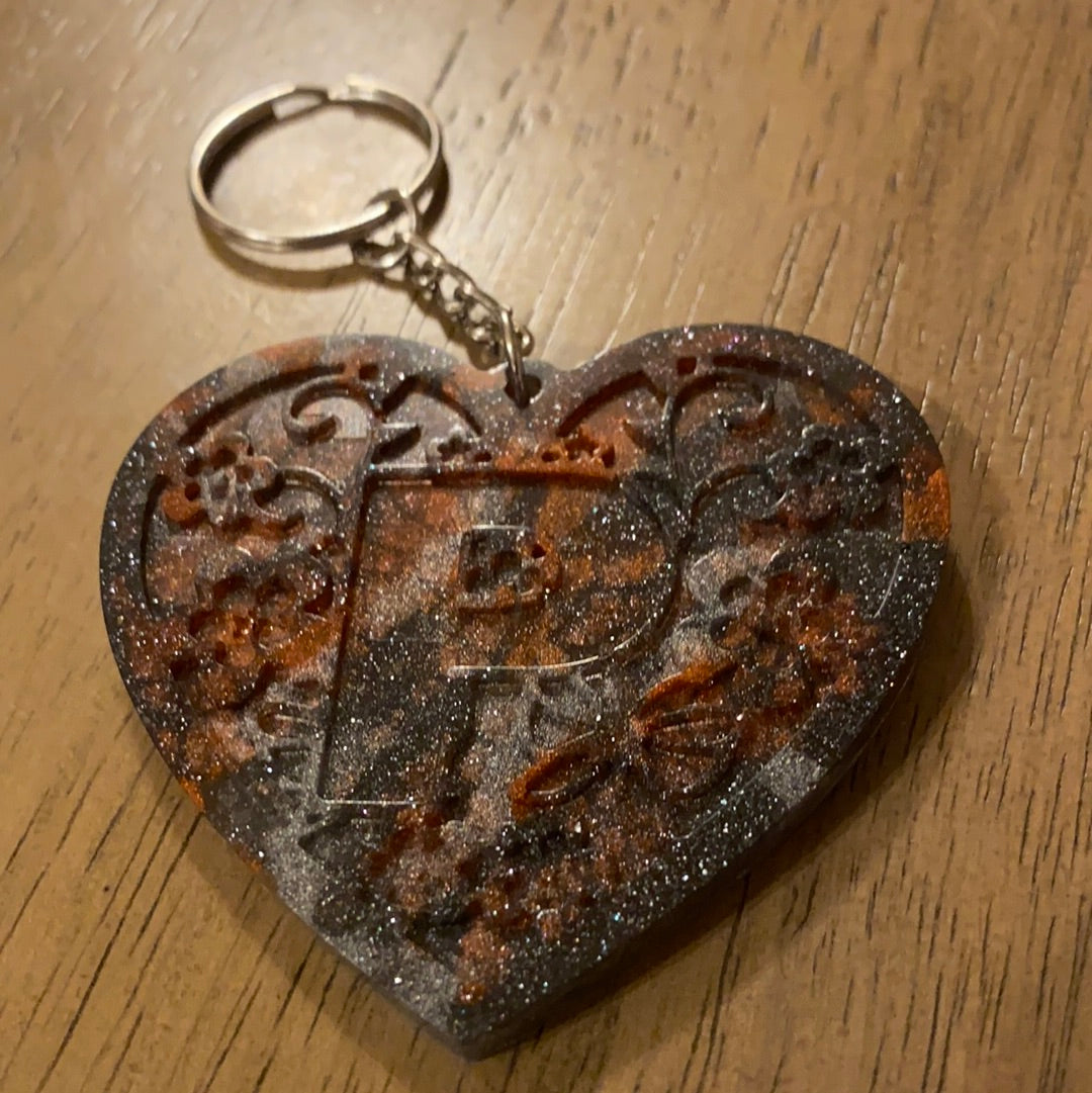 P HEART KEYCHAIN