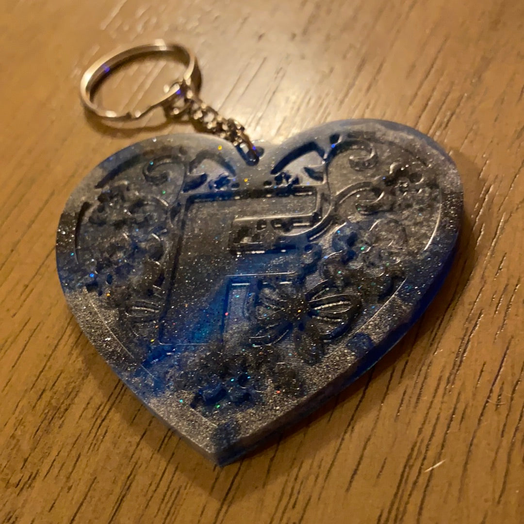 F HEART KEYCHAIN