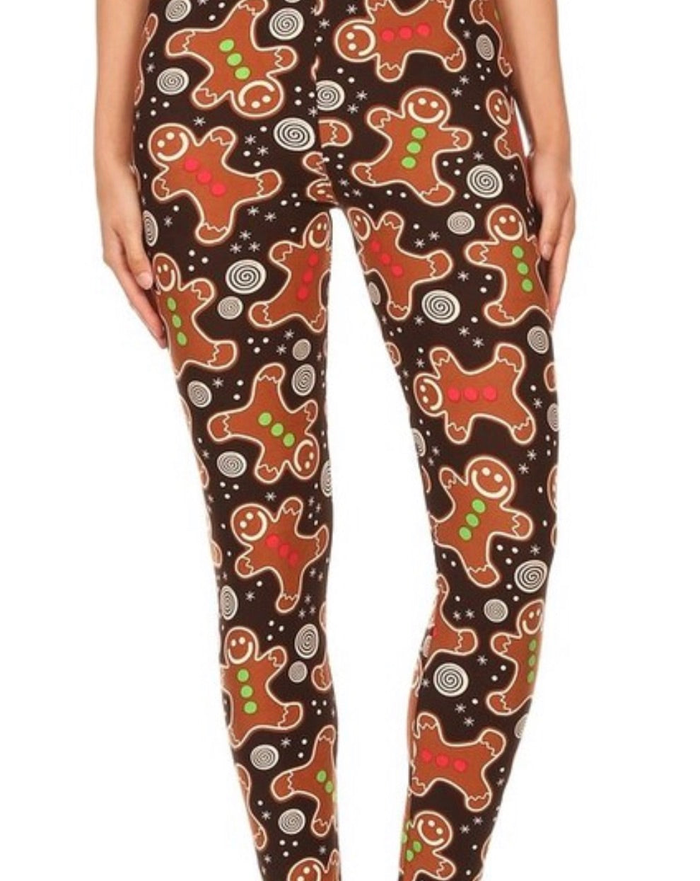 3X4X Christmas GingerBread PRINT Brushed Ankle PLUS SIZE Leggings