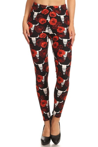 LONGHORN PRINT Brushed Ankle PLUS SIZE Leggings