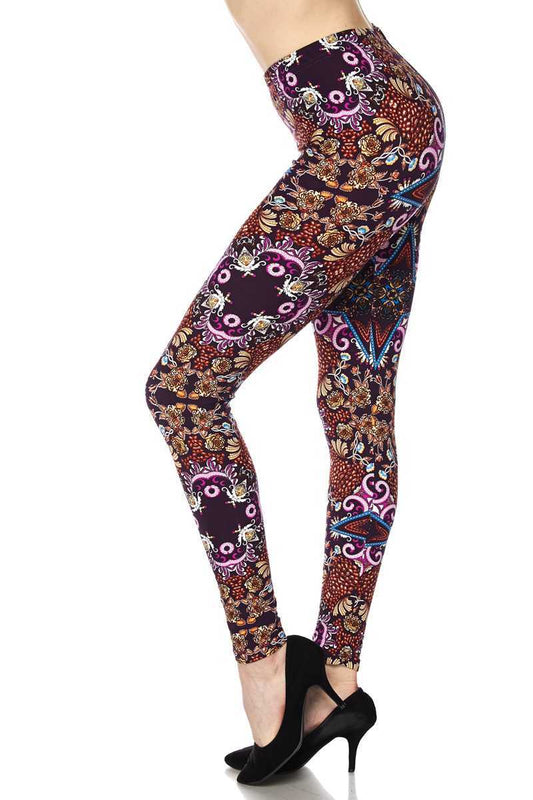 ARCADIA Print Brushed Ankle ONE SIZE Leggings