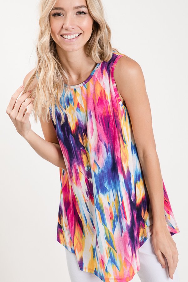 SLEEVELESS MULTI COLOR PRINT TOP