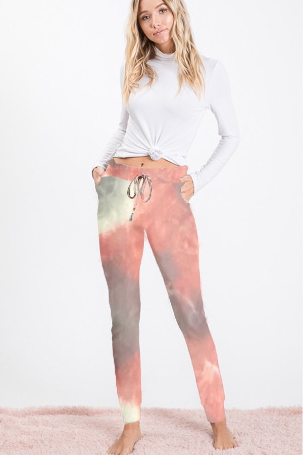 TIE DYE PRINT JOGGER CASUAL PANTS WITH WAIST BAND AND SIDE POCKET