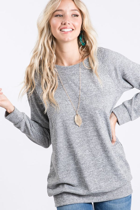 LONG SLEEVE ROUND NECK SOLID TOP