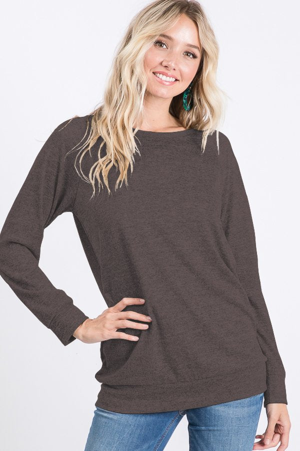 LONG SLEEVE ROUND NECK SOLID TOP