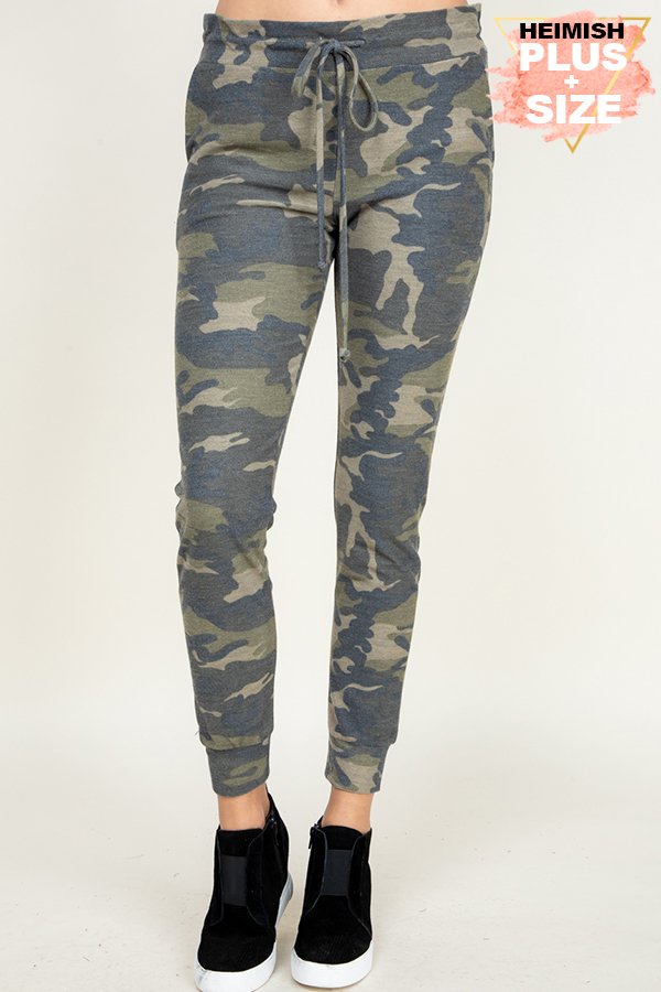 CAMO PRINT JOGGER CASUAL PANTS WITH WAIST BAND AND POCKET