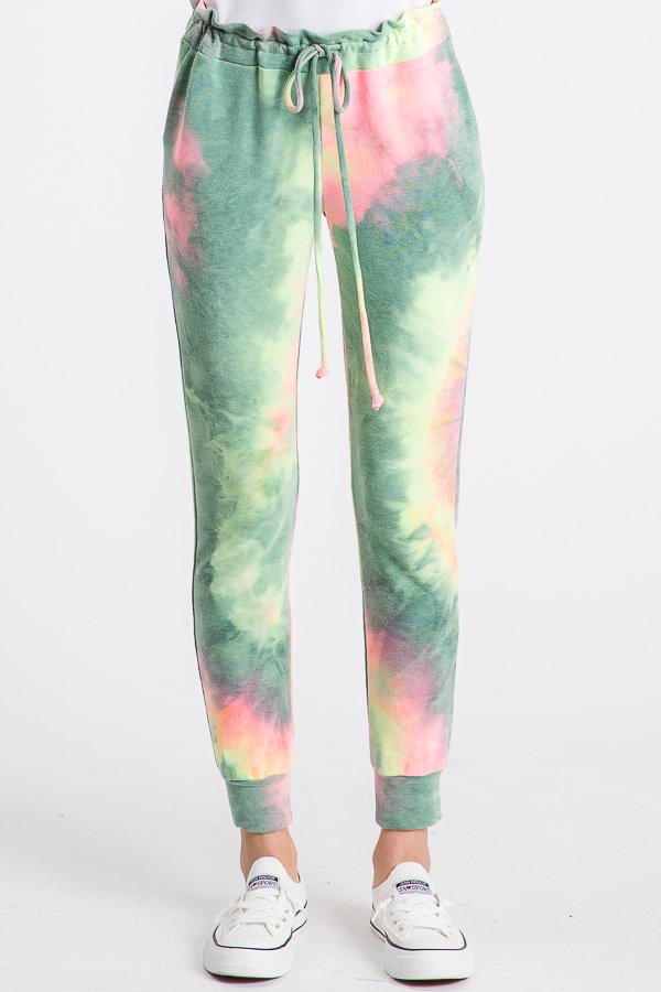 TIE DYE PRINT JOGGER CASUAL PANTS WITH WAIST BAND AND SIDE POCKET