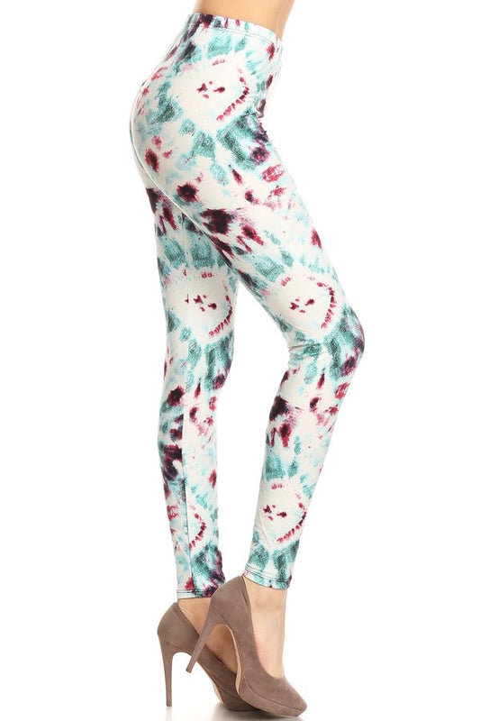 TIE DYE Print Brushed Ankle Leggings