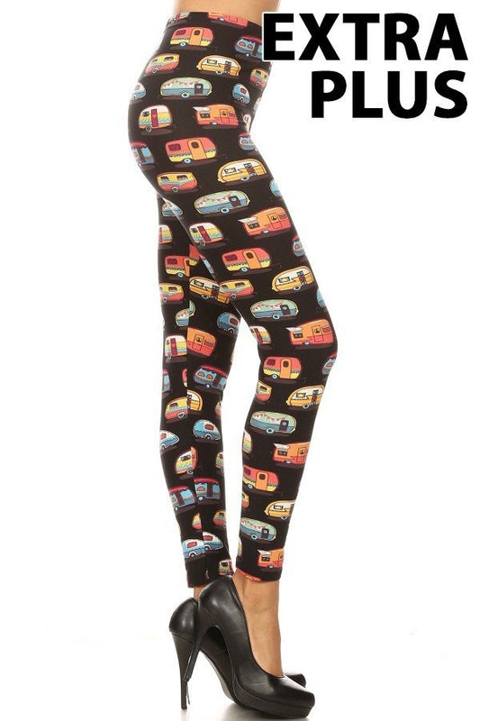 Campers Print Ankle Extra Plus Size Leggings 3x4x