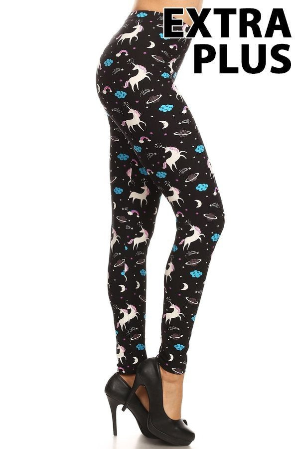 Unicorn Pattern PRINT EXTRA PLUS SIZE LEGGINGS FULL BUTTERY SOFT 3X4X