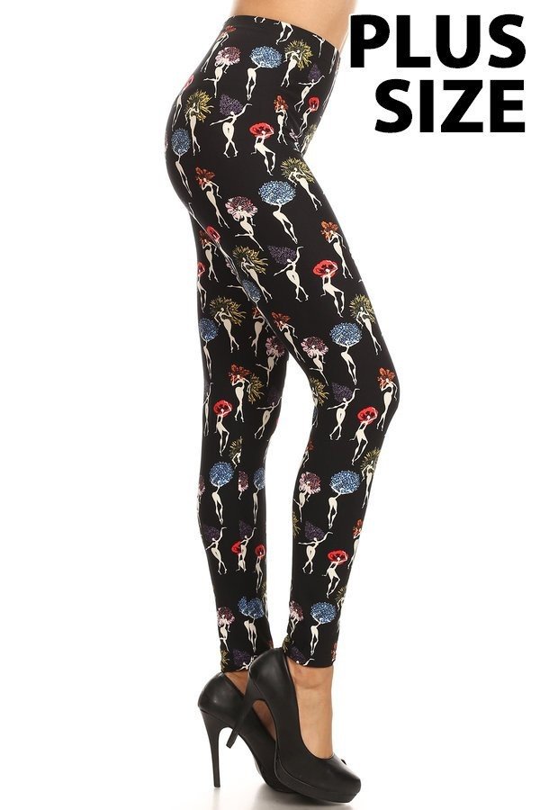 DANCER Print Brushed Ankle PLUS SIZE Leggings