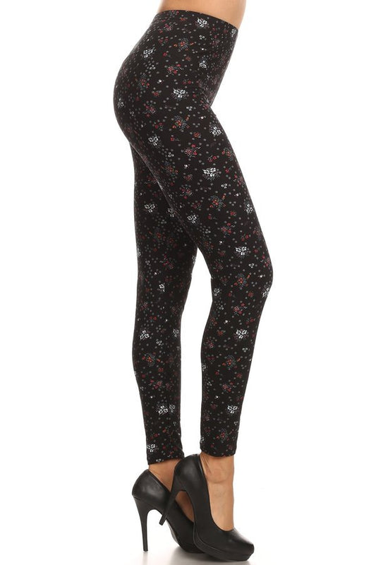 FLORAL Print Brushed Ankle ONE SIZE Leggings