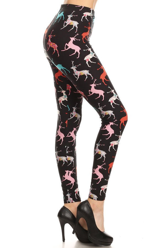 REINDEER Print Brushed BUTTER SOFT Leggings