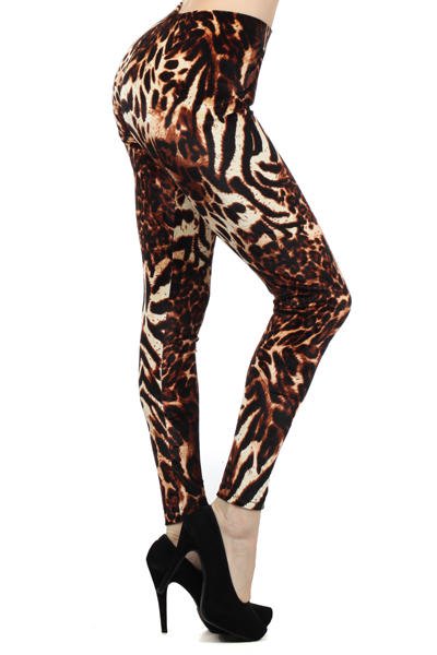 VELVET ANIMAL PRINT Print Brushed Ankle ONE SIZE Leggings