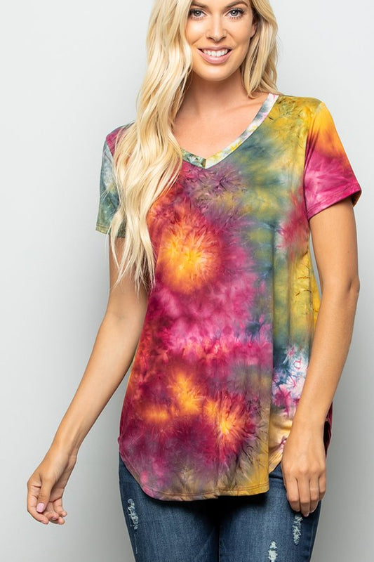 MULTICOLOR TIE DYE TOP